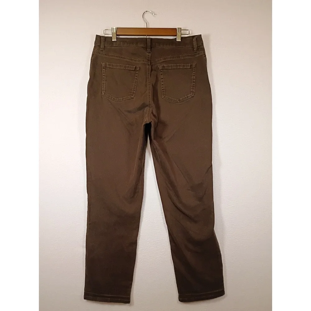 Dark Academia Gloria Vanderbilt Women 12 Brown Amanda High Rise Straight Pants